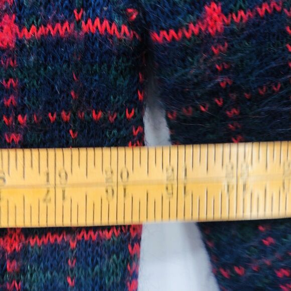 Vintage Equorian Heritage Mohair Blend Cardigan Sweater Navy Plaid Size M 14/16 - Picture 6 of 7